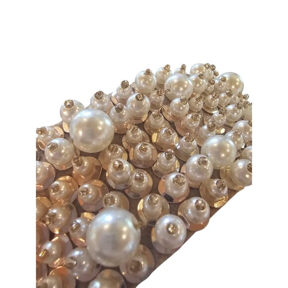 Wide Rose Gold Pearl/Bead Bridal Headband - Picture 4 of 6